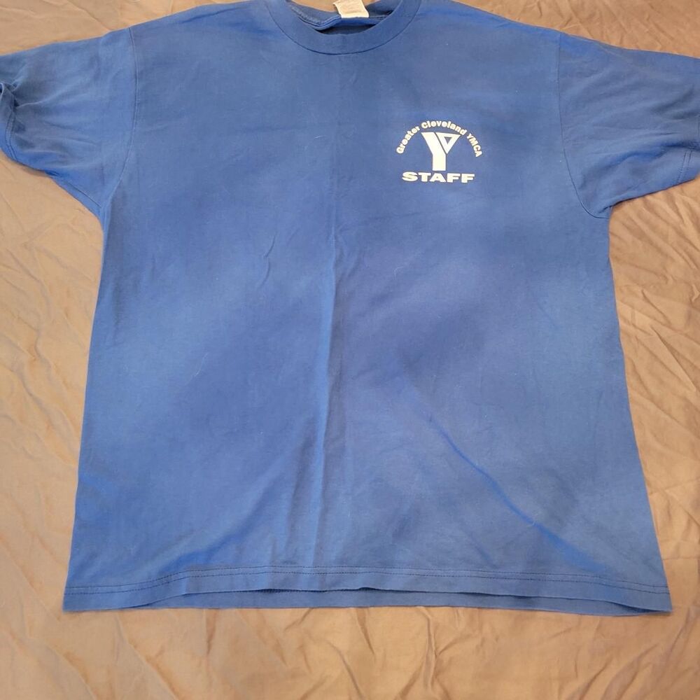 Fruit-of-the-loom Men's White and Blue T-shirt